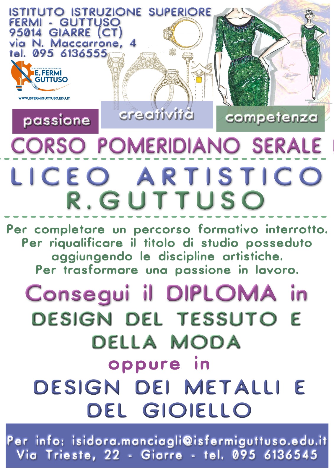 Apertura del corso serale di Design del tessuto e della moda e Design del metallo e del gioiello