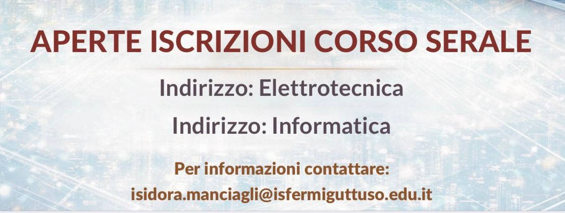 Apertura Iscrizioni Corso Serale Informatica